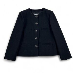 CHANEL Classic Black Wool Button Jacket